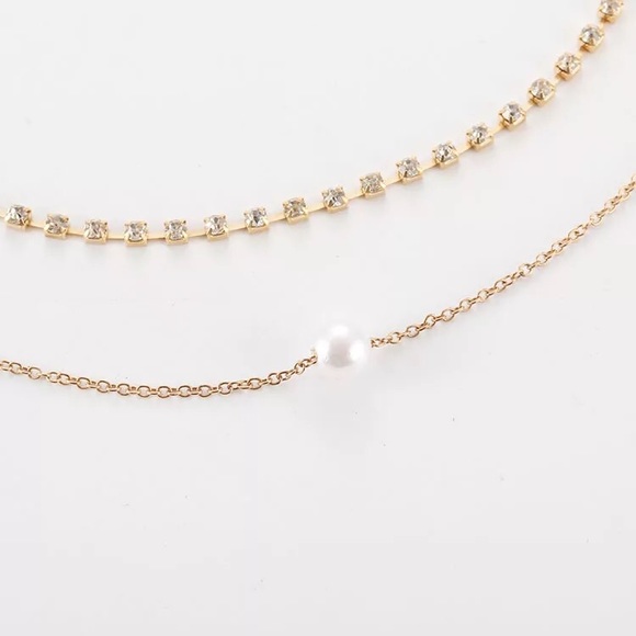 2xHP‼️3/$30 Multilayer Pearl Crystal Gold Necklace - Picture 4 of 6